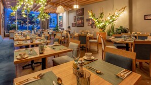 A restaurant with wooden tables and chairs, hanging plants, and framed pictures on the walls. - Sonesta Hotel Bogota (Bogotá)