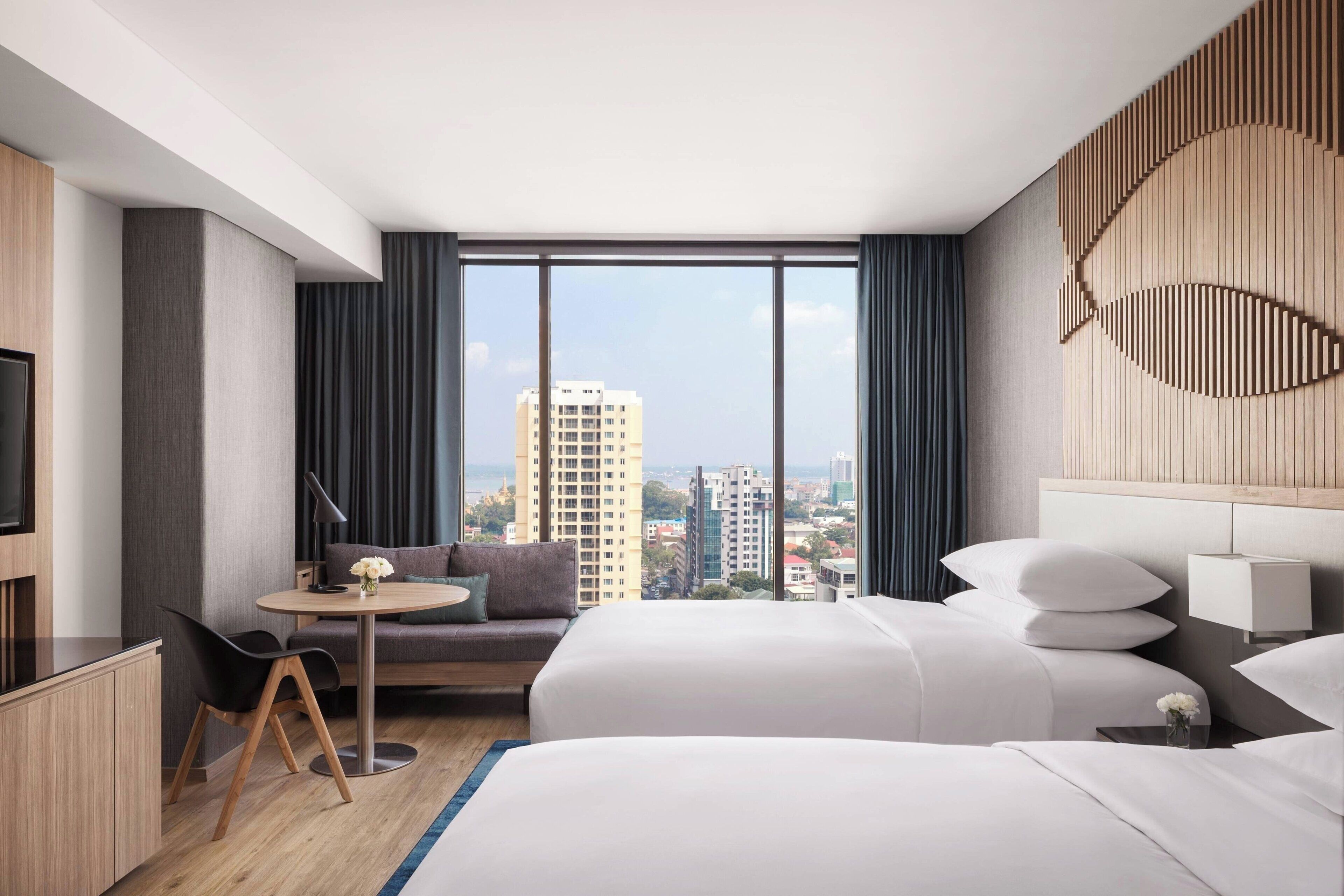 room, 2 double beds | premium bedding, in-room safe, desk, laptop workspace