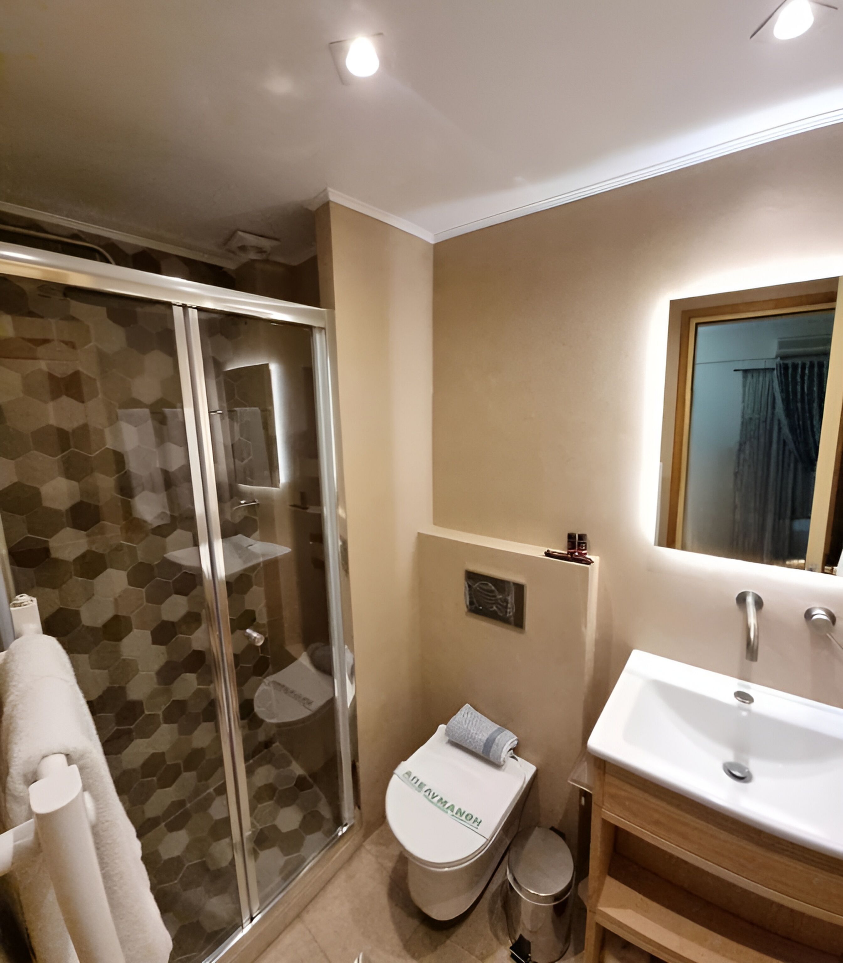 double room | bathroom | shower, hair dryer, bidet, towels