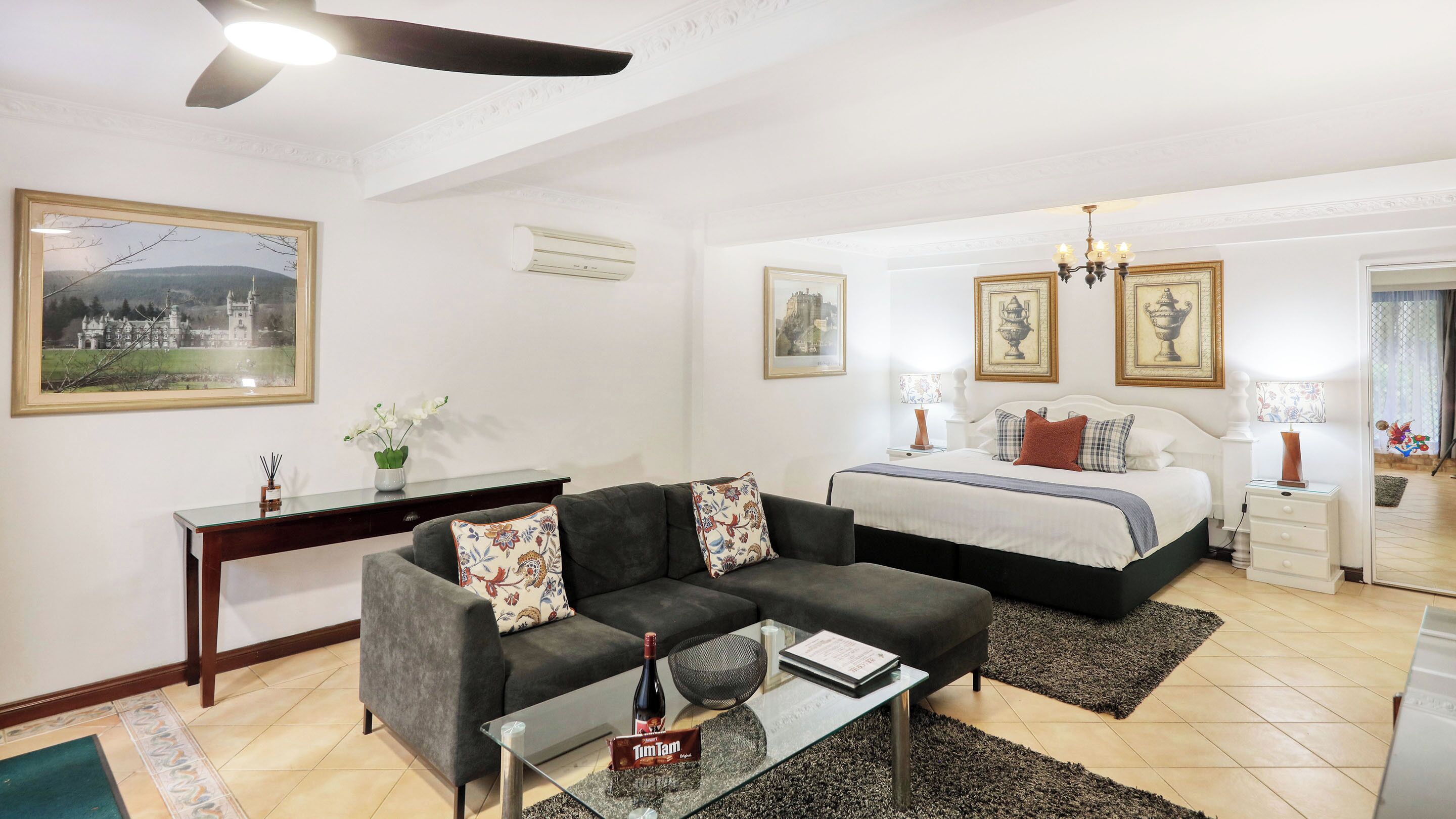 50-inch TV with digital channels, DVD player