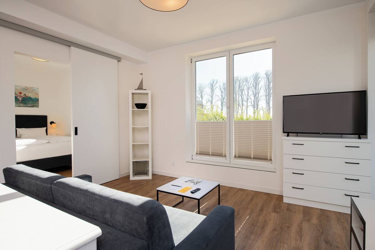 deluxe apartment | living area | flat-screen tv