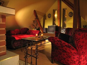 Appartement (# 1 ) | Woonruimte | Een televisie en een dvd-speler