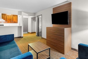 Suite, 2 Queen Beds, Non Smoking (Upgrade, Efficiency) | Desk, laptop workspace, iron/ironing board, free WiFi