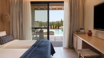 Premium Double Room Private Pool Inland View | Residence Area | Coffres-forts dans les chambres, bureau, Wi-Fi gratuit, draps fournis