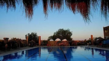Outdoor pool, pool umbrellas
