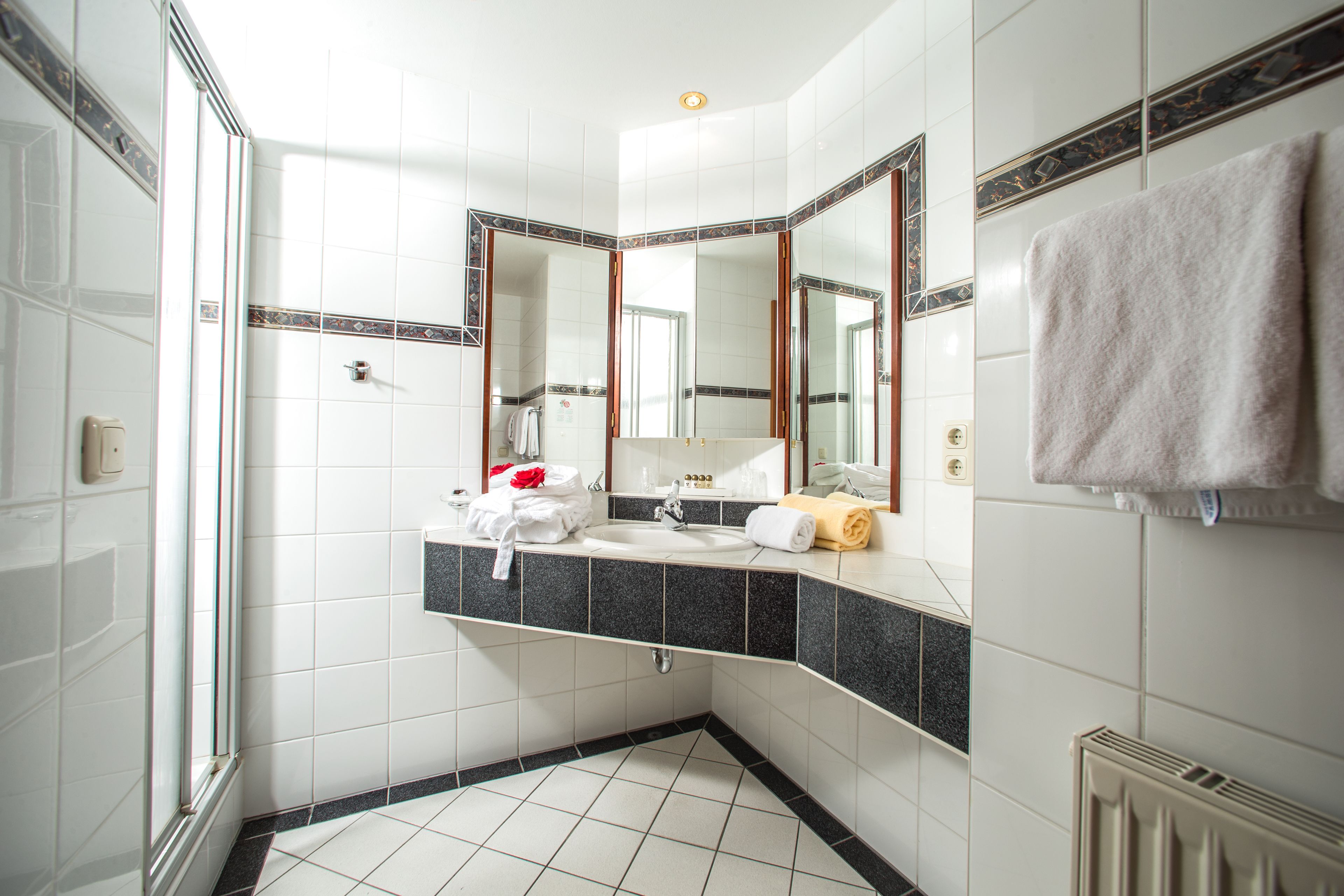 free toiletries, hair dryer, towels