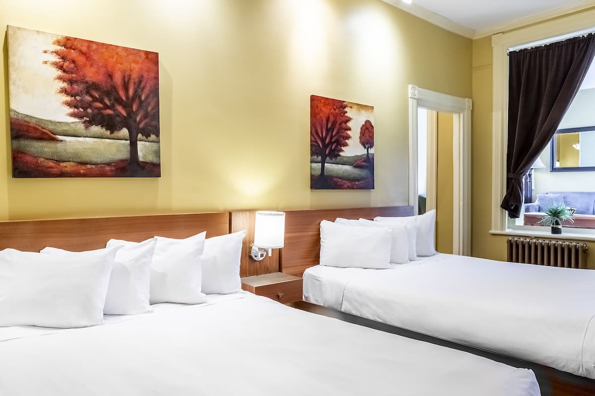 Desk, blackout curtains, iron/ironing board, free WiFi