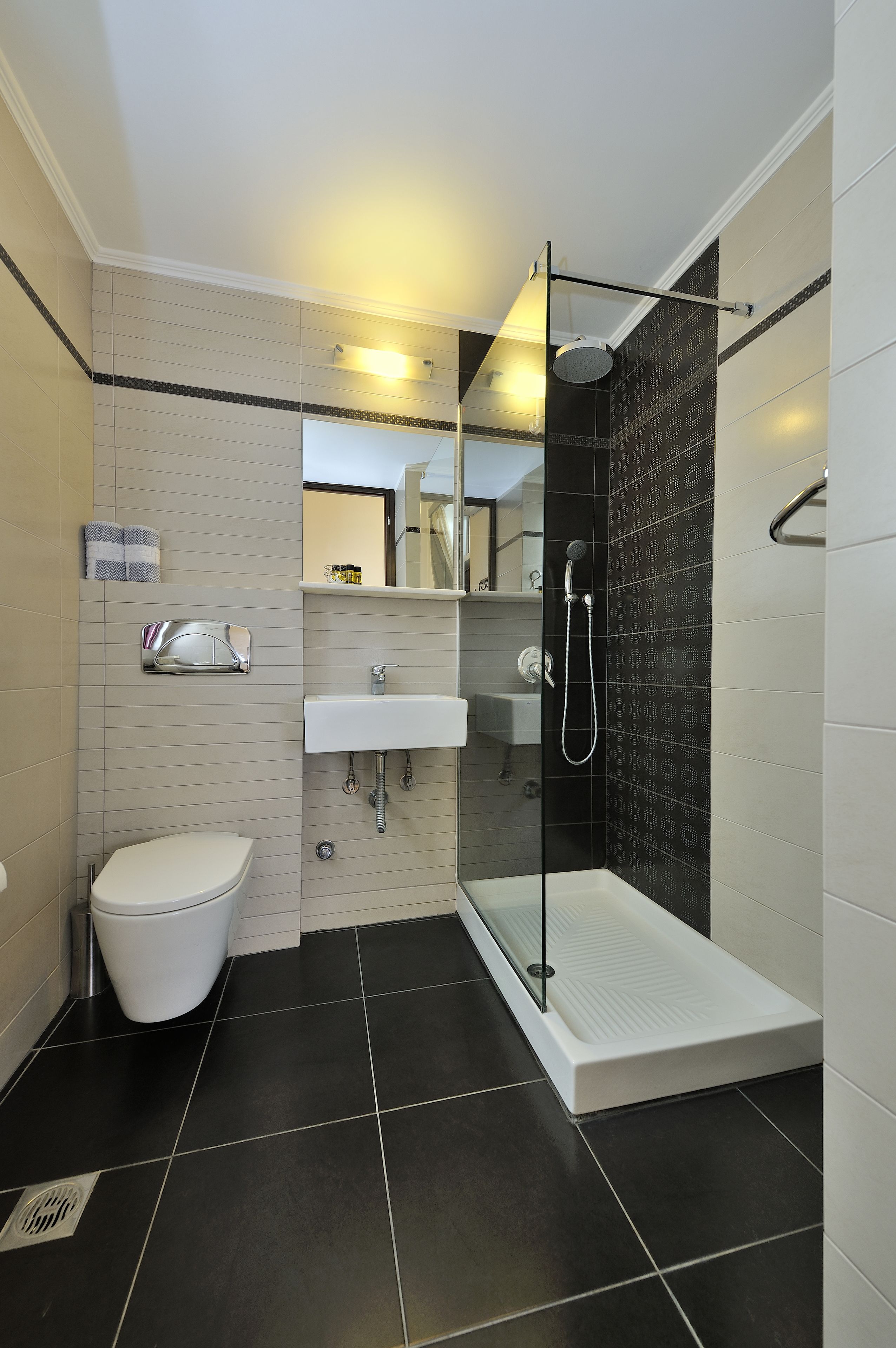 standard double or twin room | bathroom | shower, free toiletries, hair dryer, towels