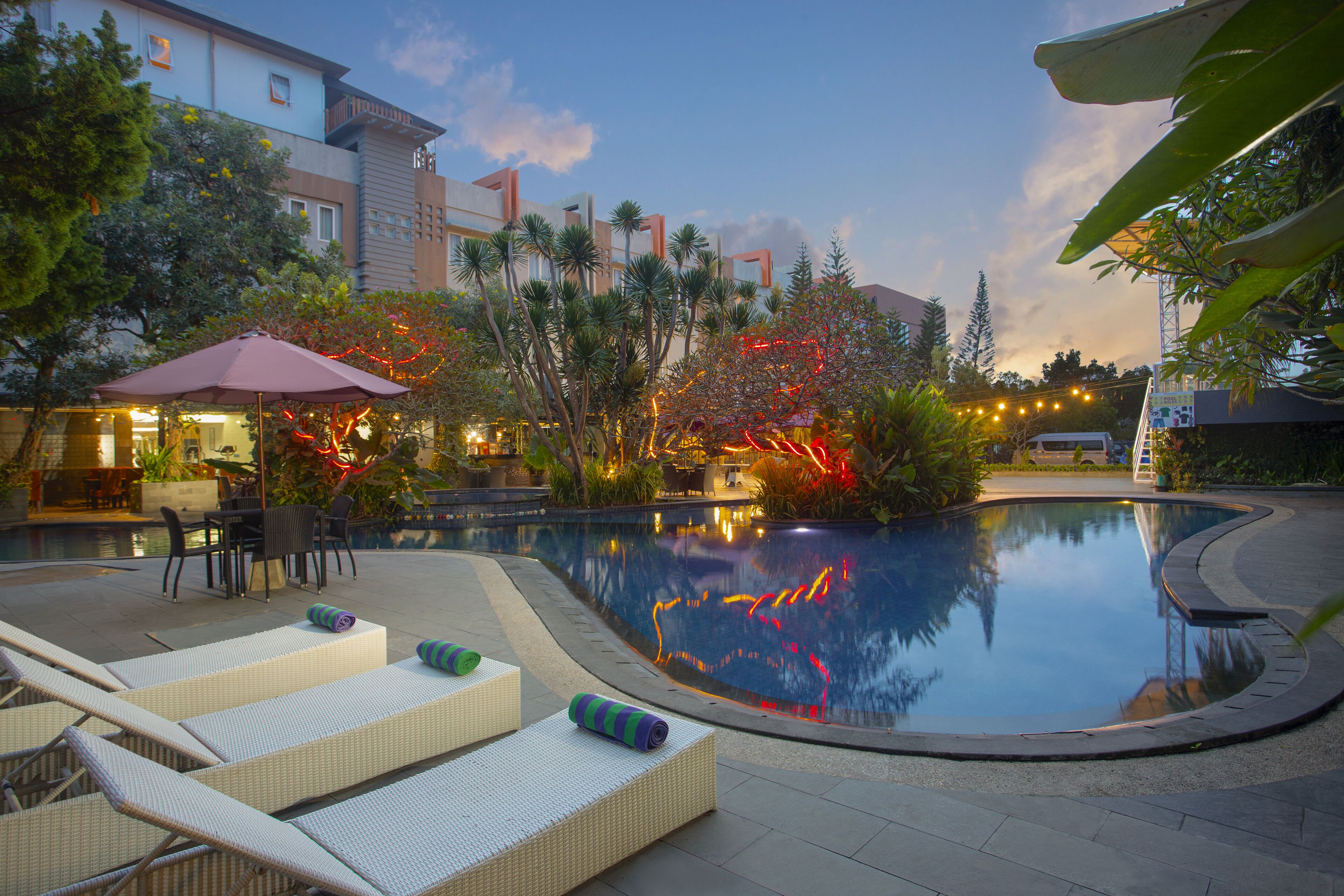 室外泳池；泳池傘