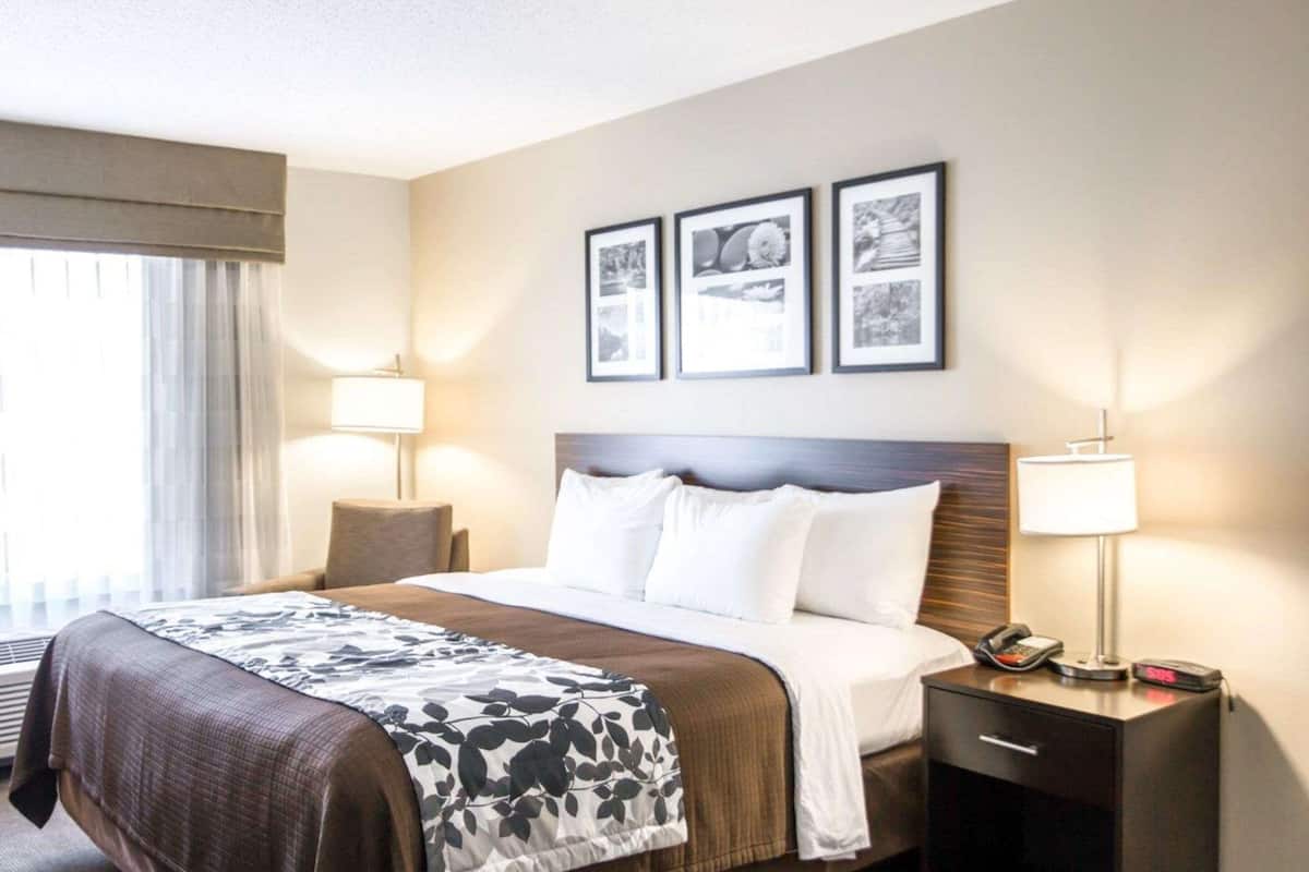 premium bedding, pillow-top beds, desk, blackout curtains