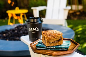 Guests can enjoy a sweet treat in our outdoor dining area.
