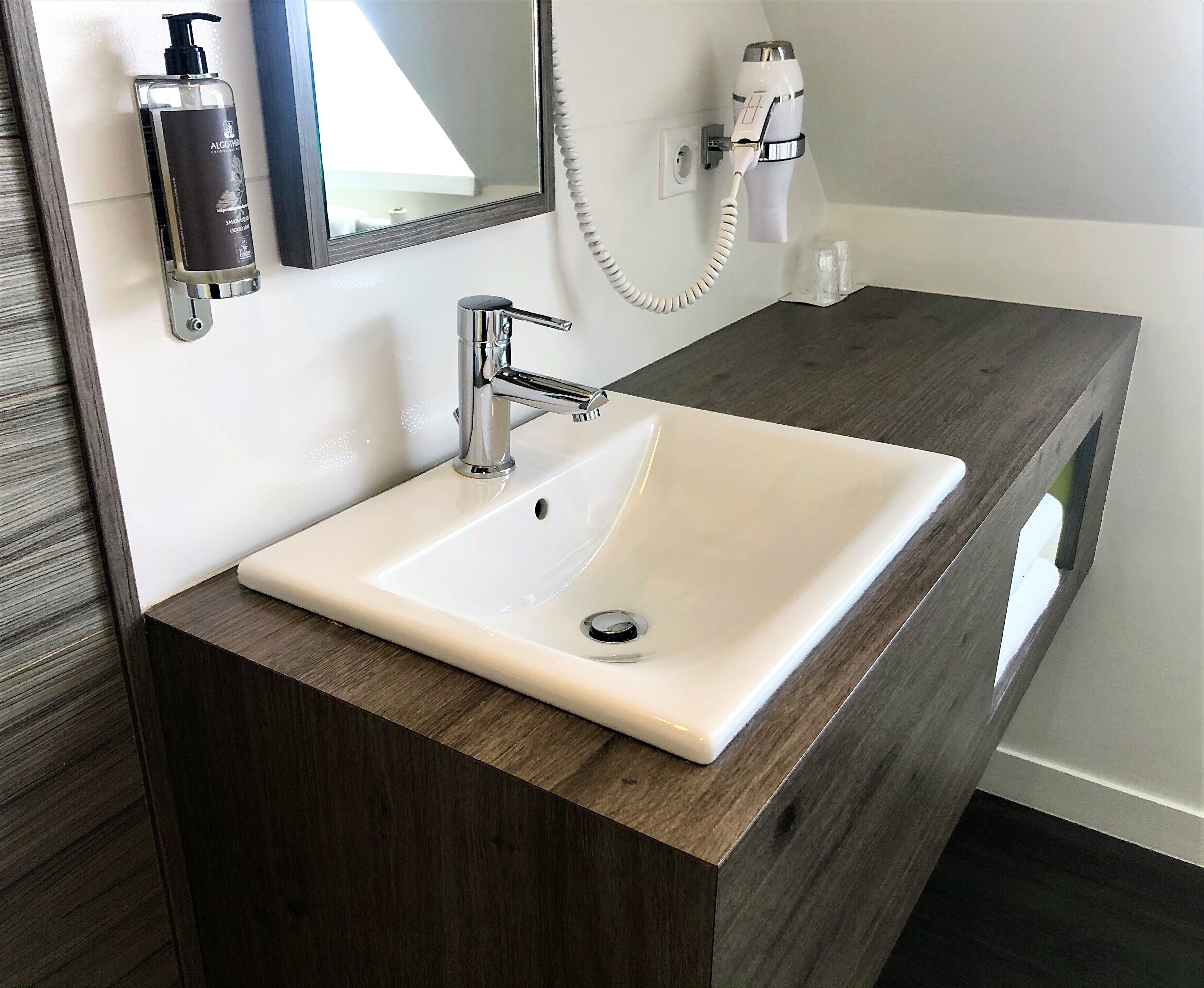 classic double room | bathroom | shower, rainfall showerhead, free toiletries, hair dryer