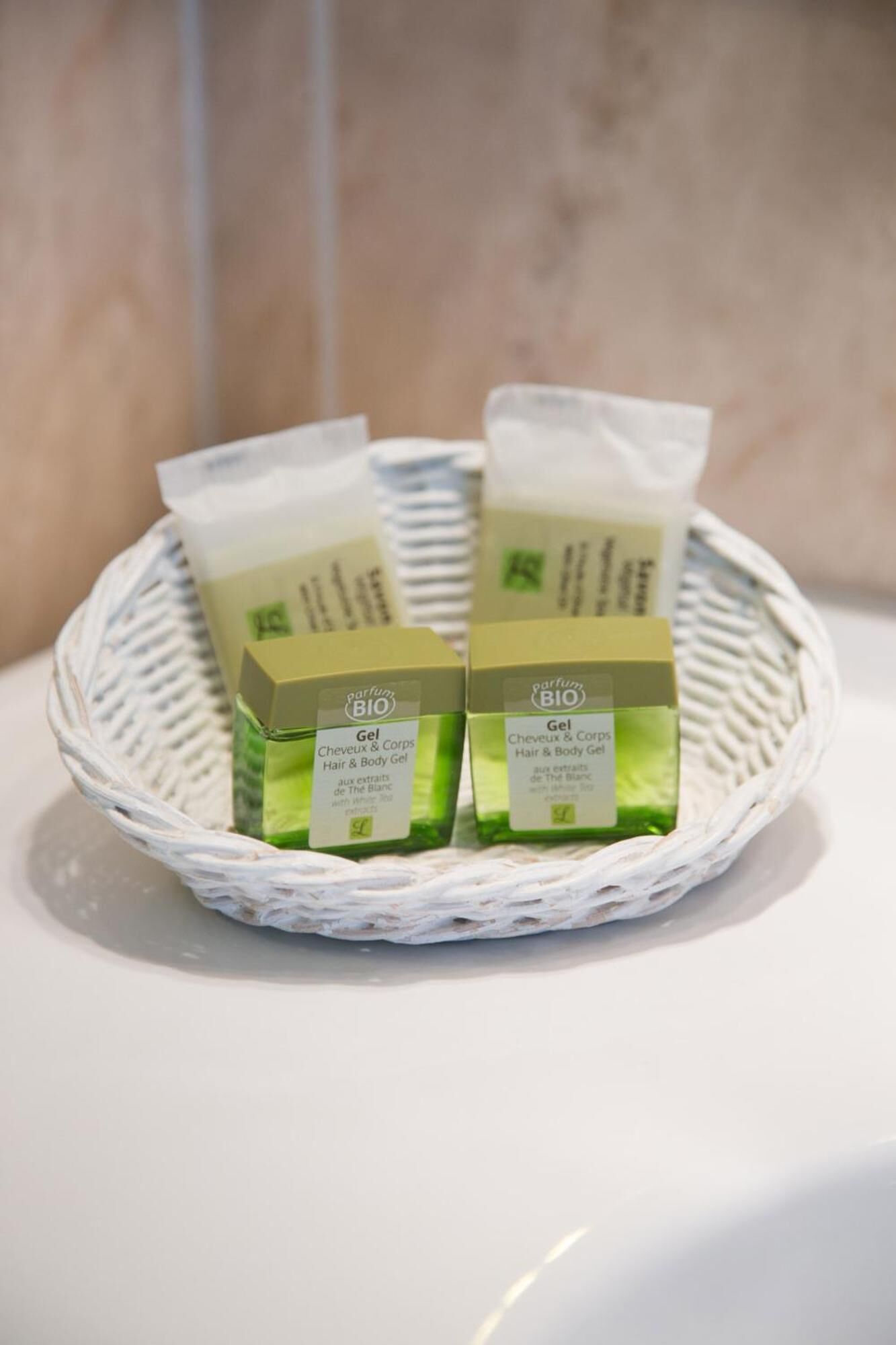 free toiletries, hair dryer, towels