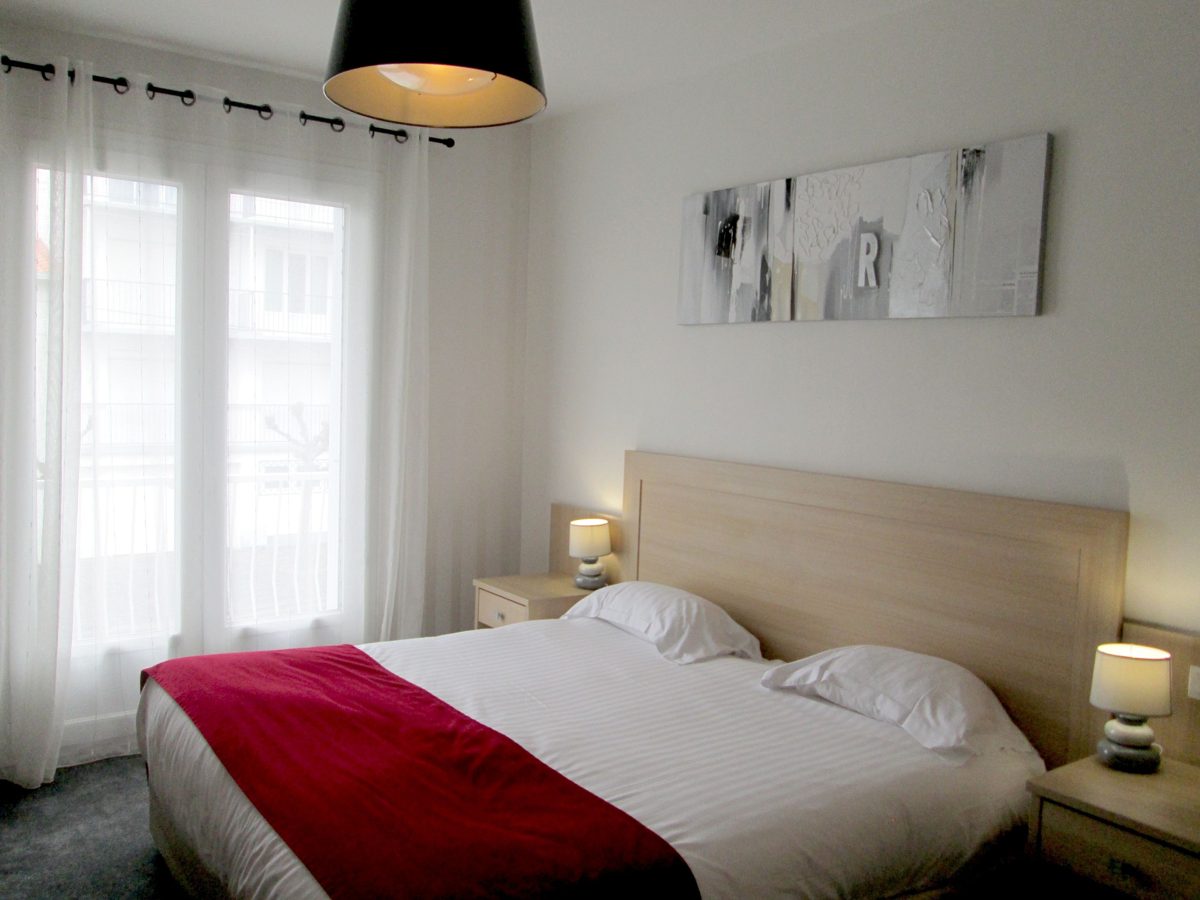 Premium bedding, desk, soundproofing, iron/ironing board