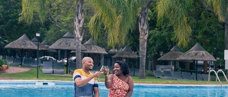 2 outdoor pools, open 7:00 AM to 8:00 PM, sun loungers