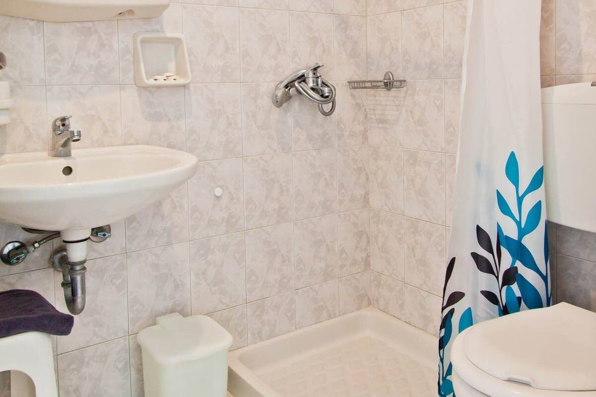 economy triple room | bathroom | shower, hair dryer, towels, soap