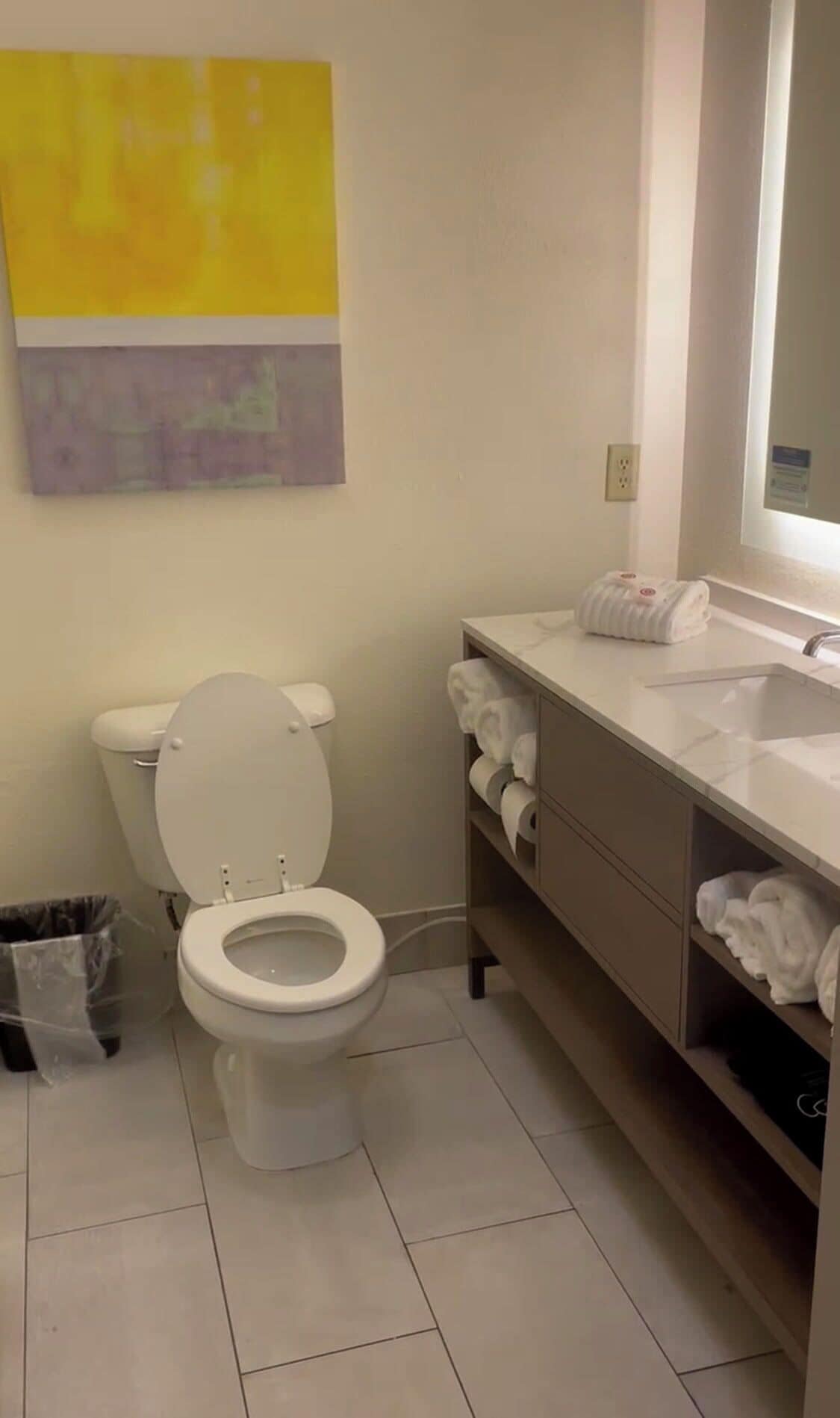 combined shower/bathtub, free toiletries, hair dryer, towels