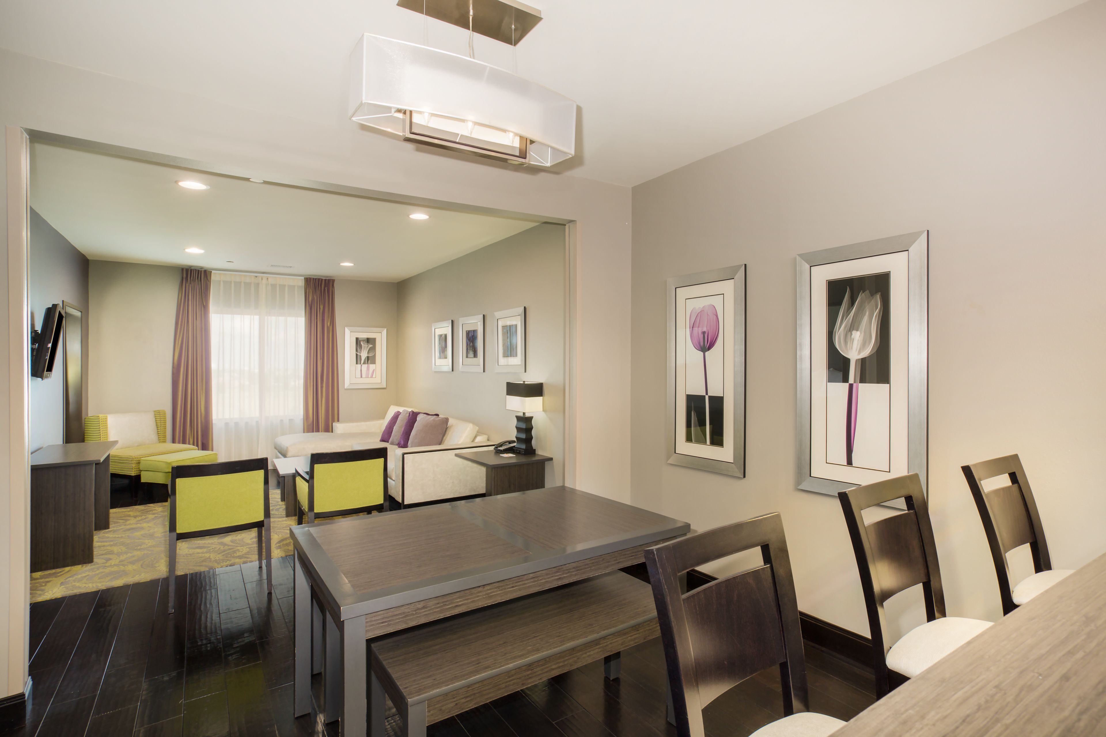 down duvets, pillow-top beds, desk, soundproofing