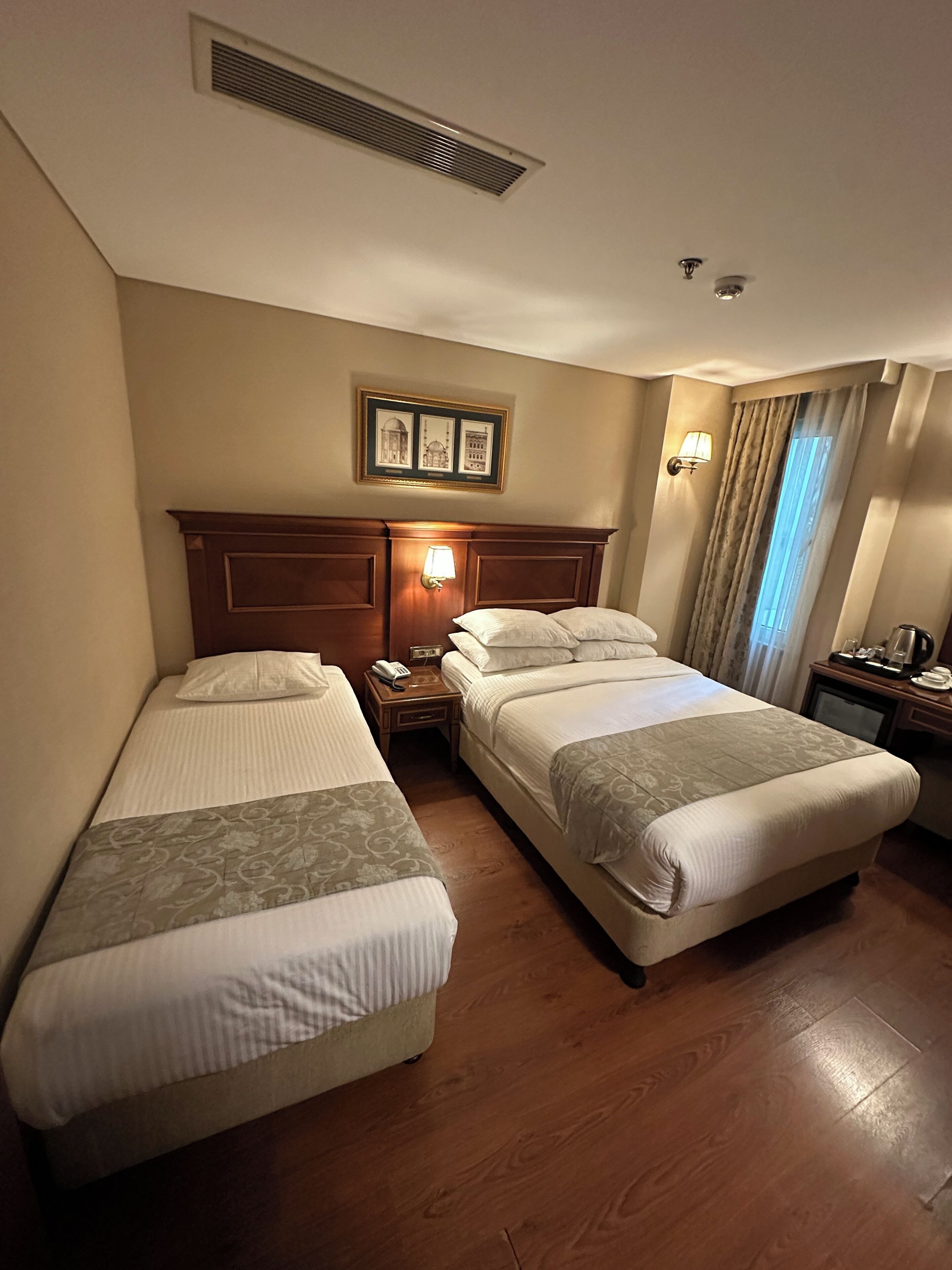 Economy Triple Room | Premium bedding, minibar, in-room safe, desk