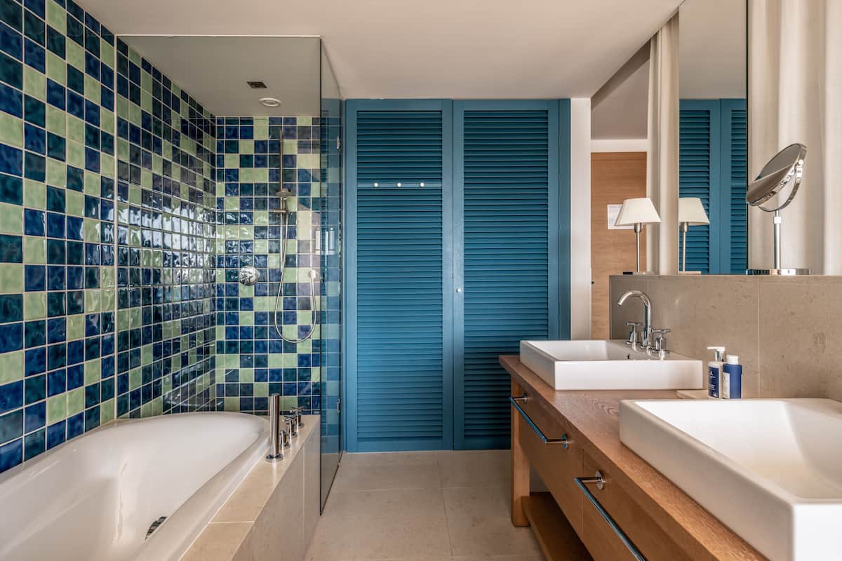 free toiletries, hair dryer, slippers, heated floors