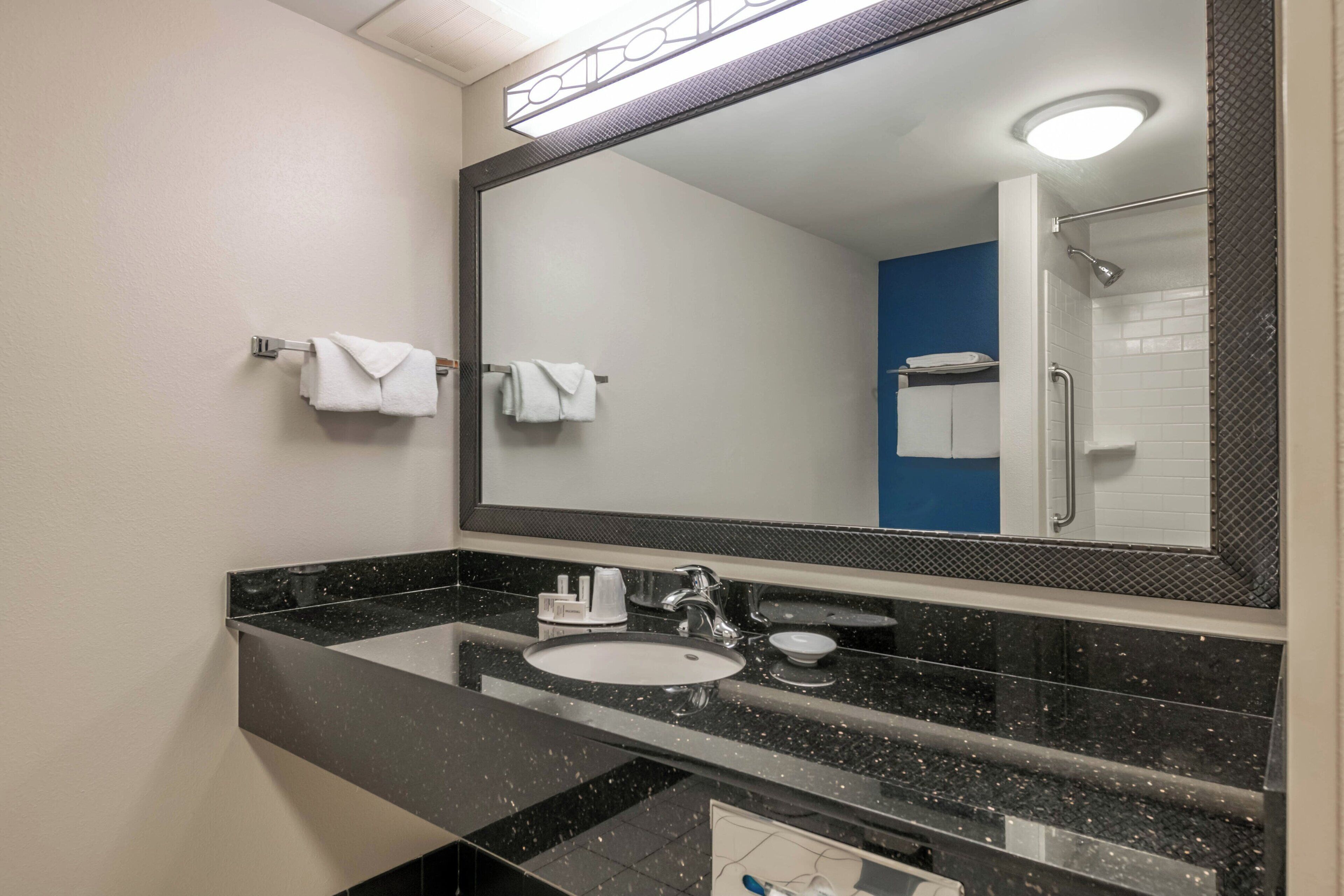 executive suite, 1 king bed with sofa bed | bathroom | combined shower/bathtub, free toiletries, hair dryer, towels