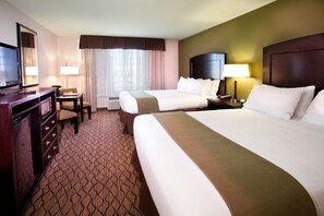 A hotel room with two beds, a desk, a chair, a TV, and a lamp. - Holiday Inn Express Tulsa South Bixby by IHG (Tulsa)