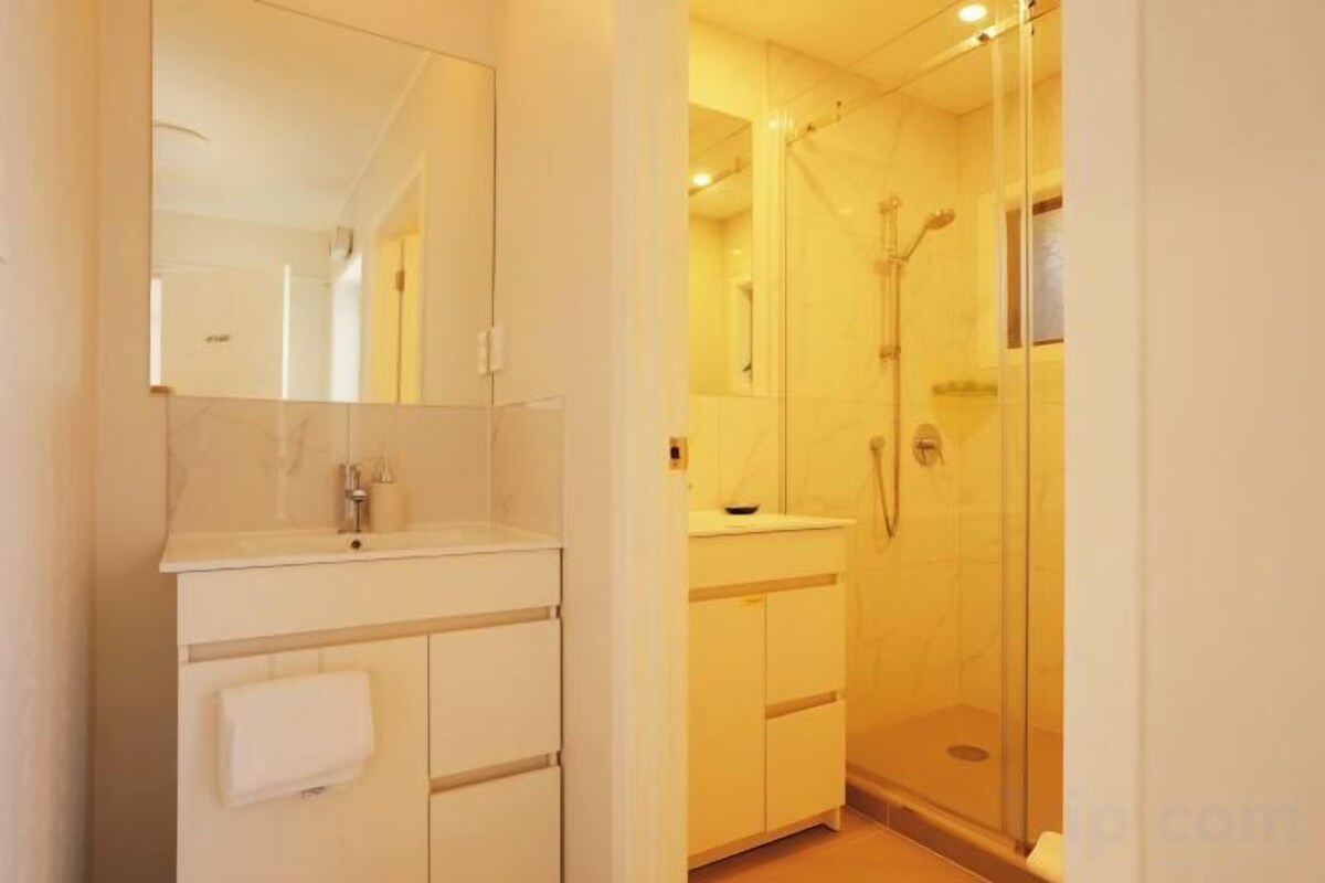 Bathroom | Shower, hair dryer, towels, soap