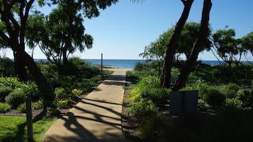 On the beach, white sand