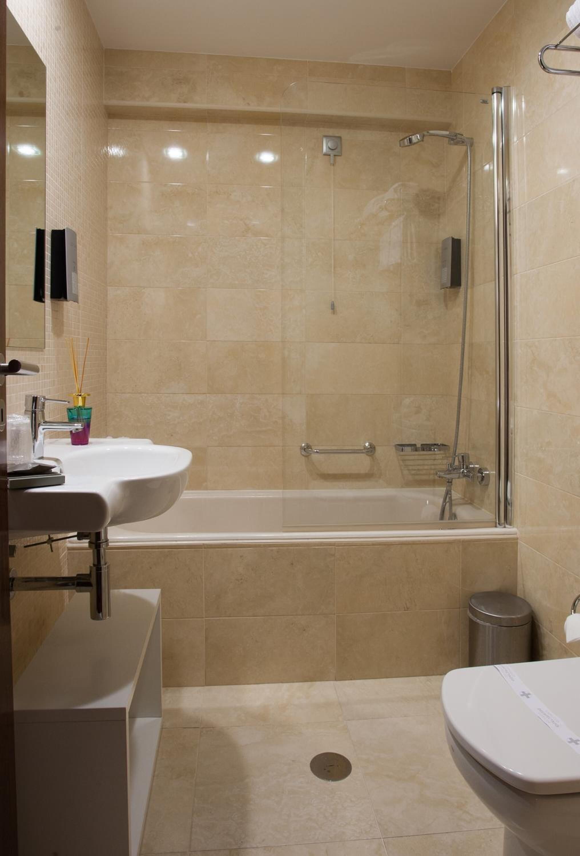 free toiletries, hair dryer, towels