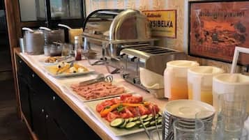 Breakfast, lunch and dinner served