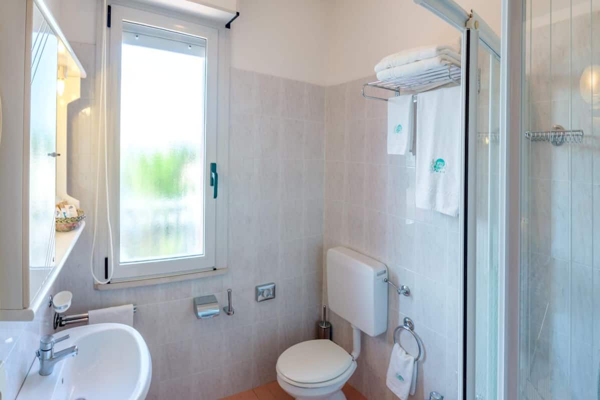 shower, free toiletries, hair dryer, bidet