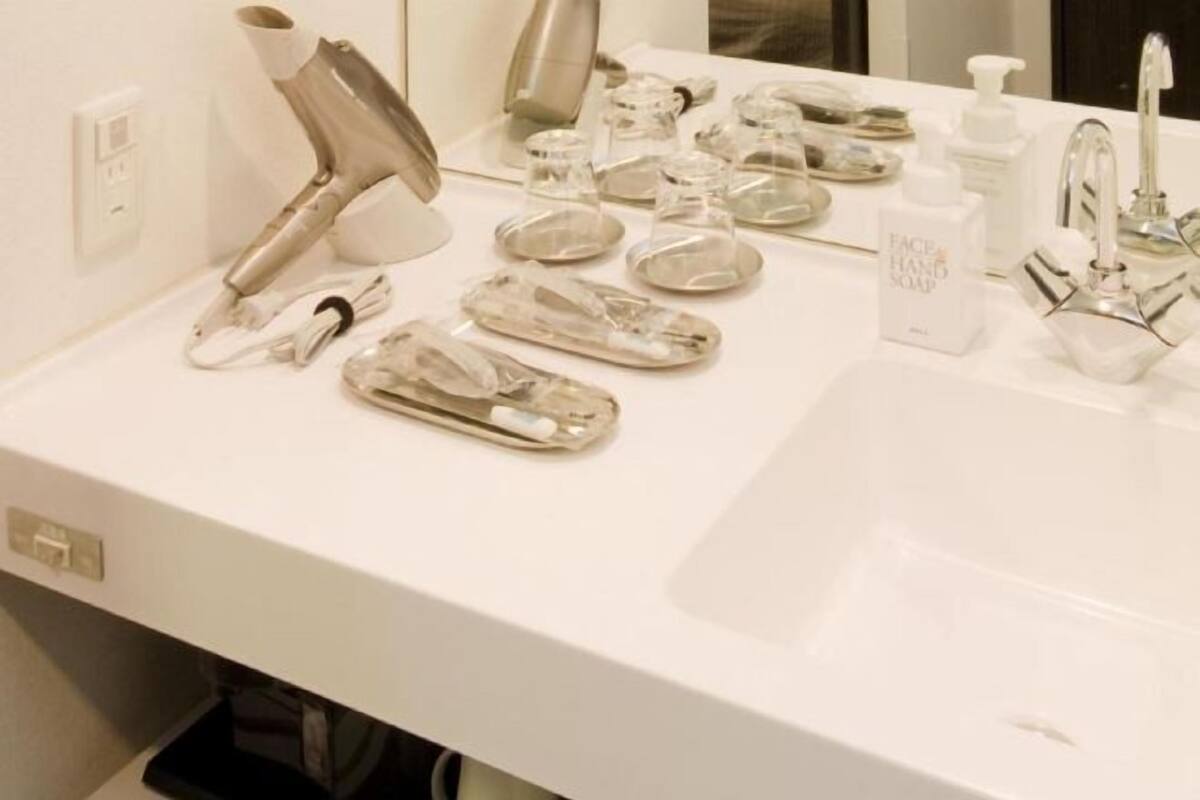 Shower, hair dryer, slippers, electronic bidet