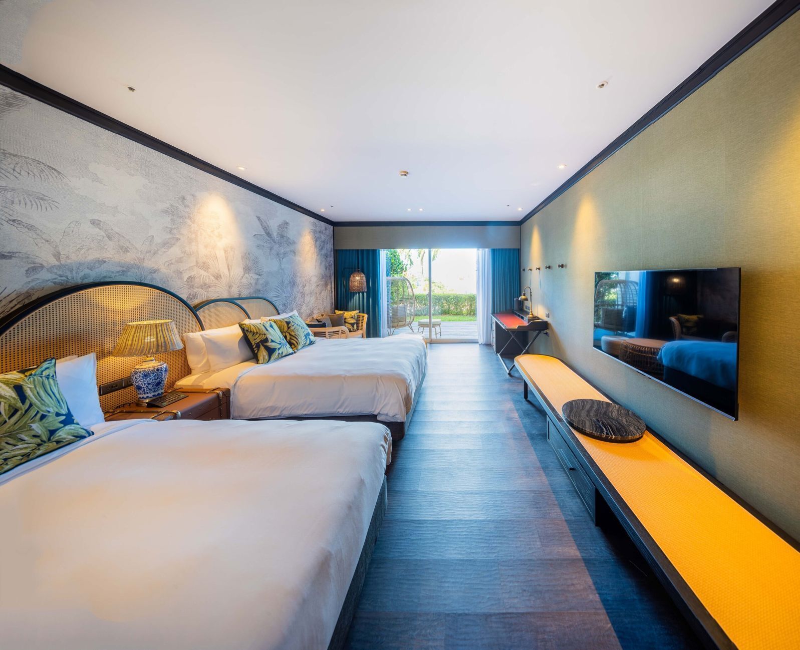 Premium bedding, down comforters, Select Comfort beds, minibar