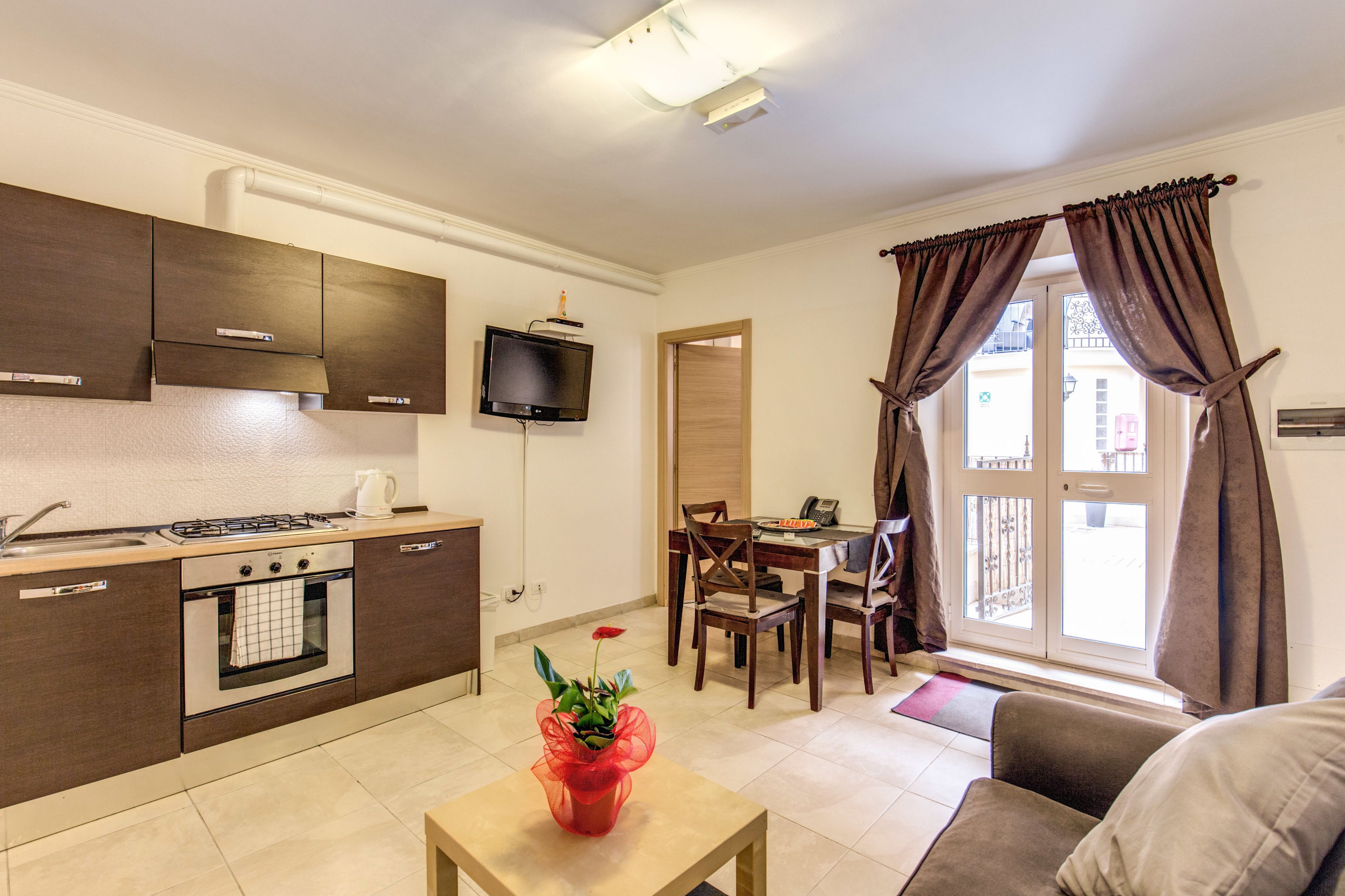 Fridge, microwave, high chair