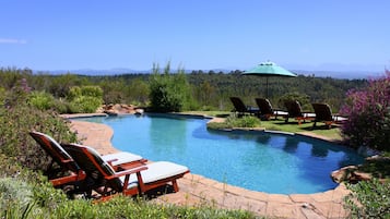 Outdoor pool, pool loungers