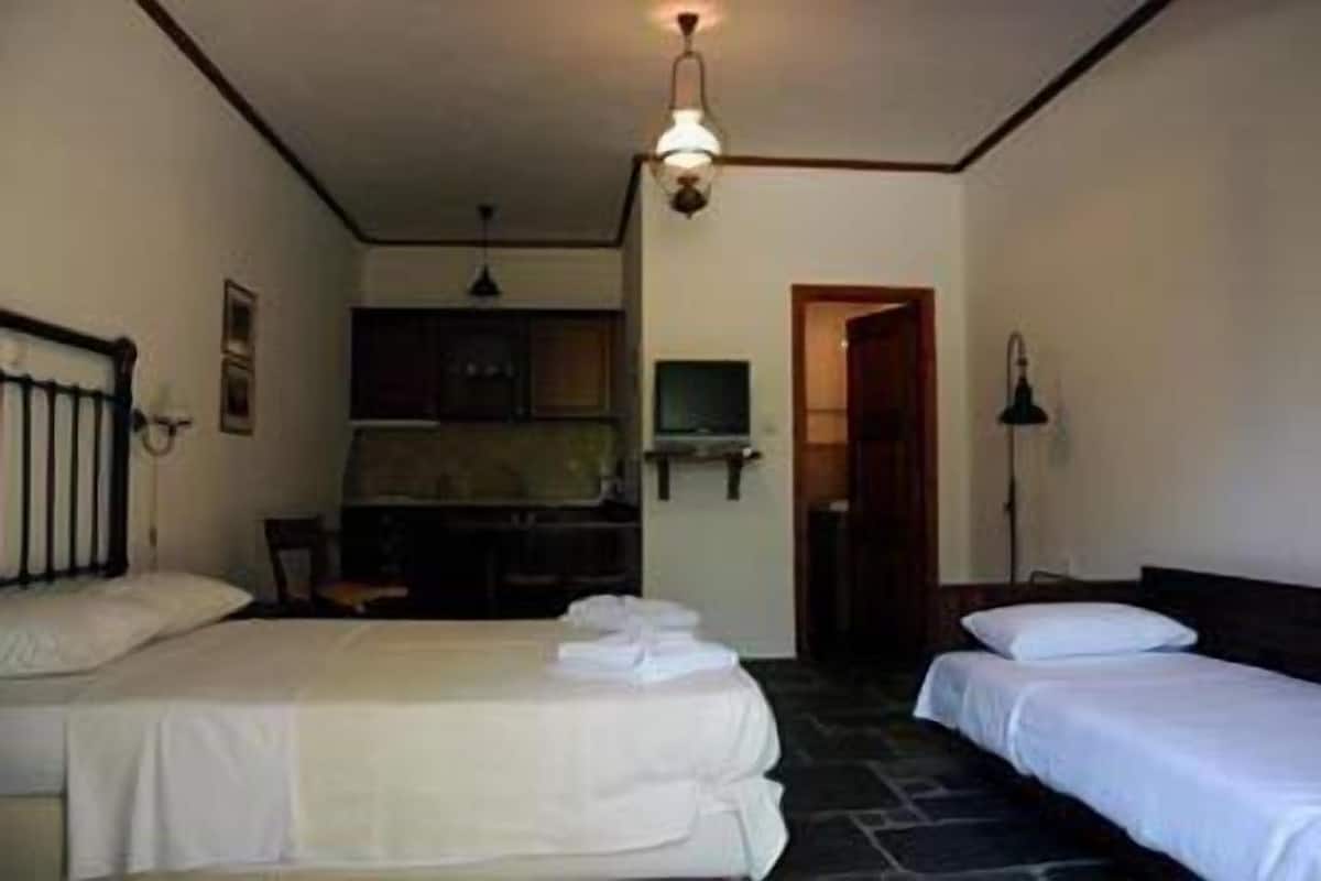 Triple Room, Garden View, Ground Floor | In-room safe, desk, rollaway beds, free WiFi