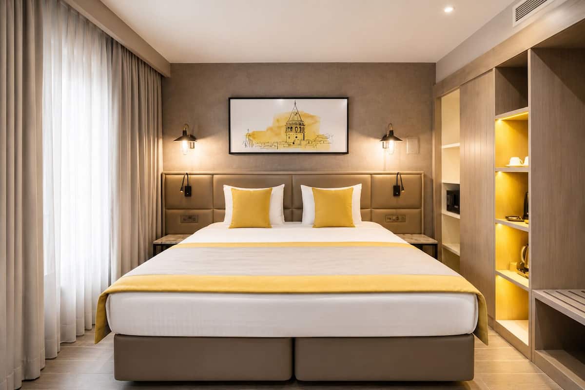 Egyptian cotton sheets, premium bedding, minibar, in-room safe