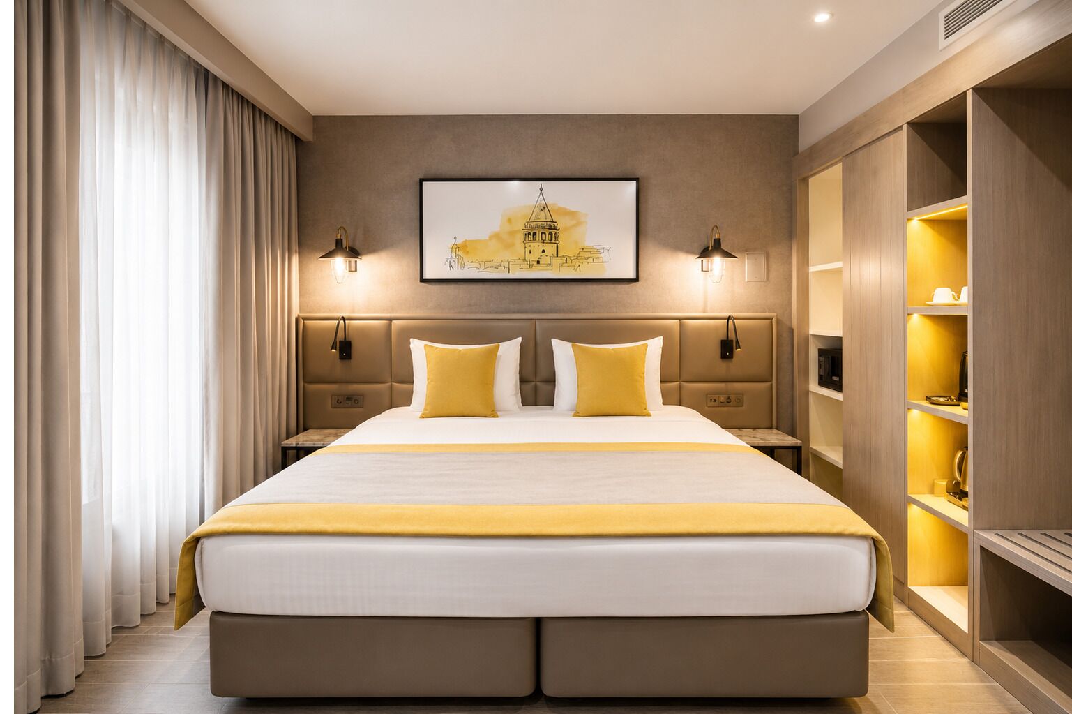 Annex-Economy Family Room Basement | Bettwäsche aus ägyptischer Baumwolle, hochwertige Bettwaren, Minibar