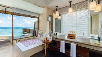 Ocean Suite with Private Pool | Bathroom | Separate tub and shower, deep soaking tub, rainfall showerhead