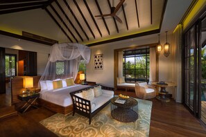 Premium bedding, down comforters, free minibar, in-room safe