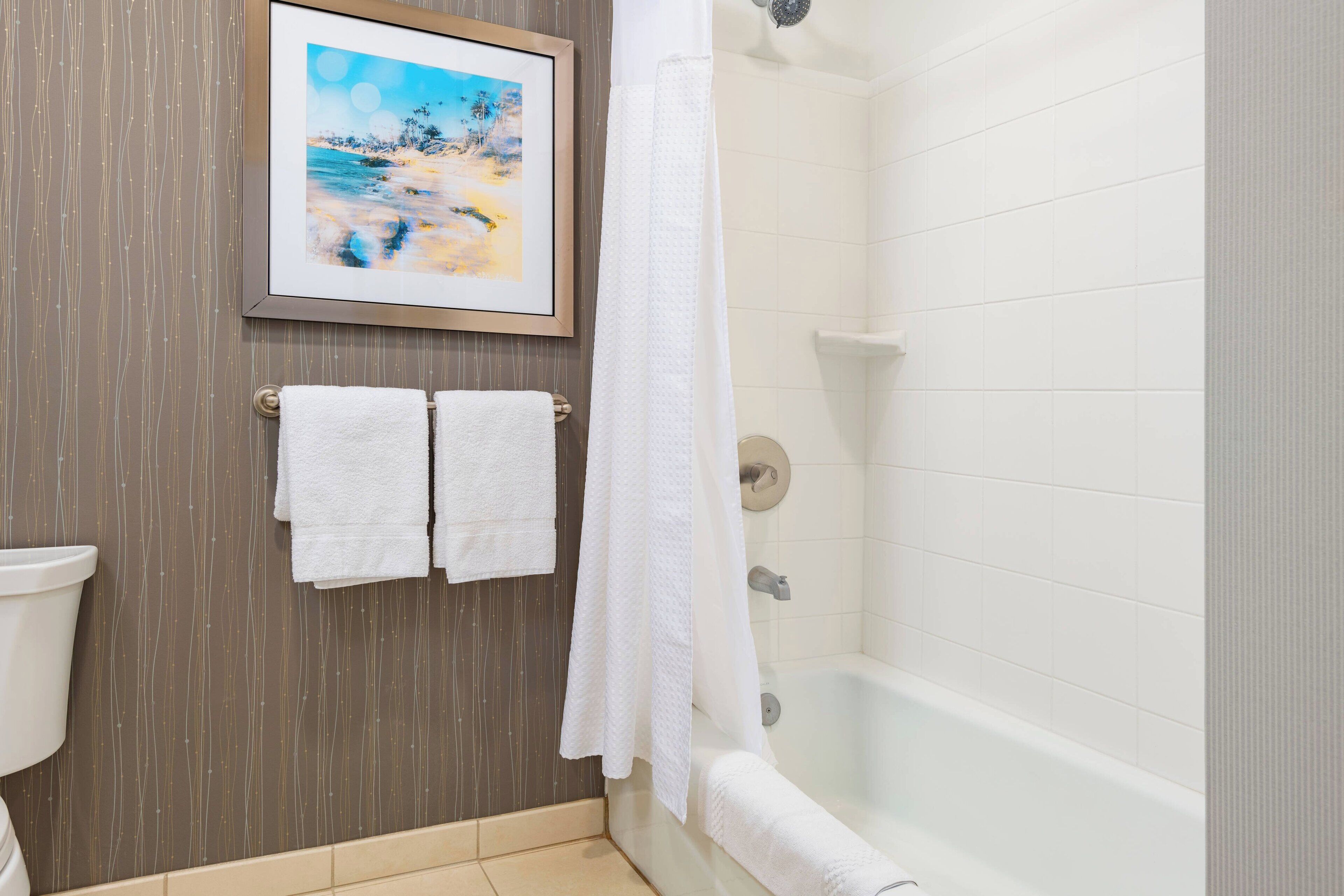 free toiletries, hair dryer, towels