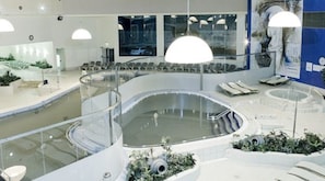 Indoor pool, pool umbrellas