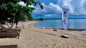 Private beach, beach cabanas, beach towels, scuba diving