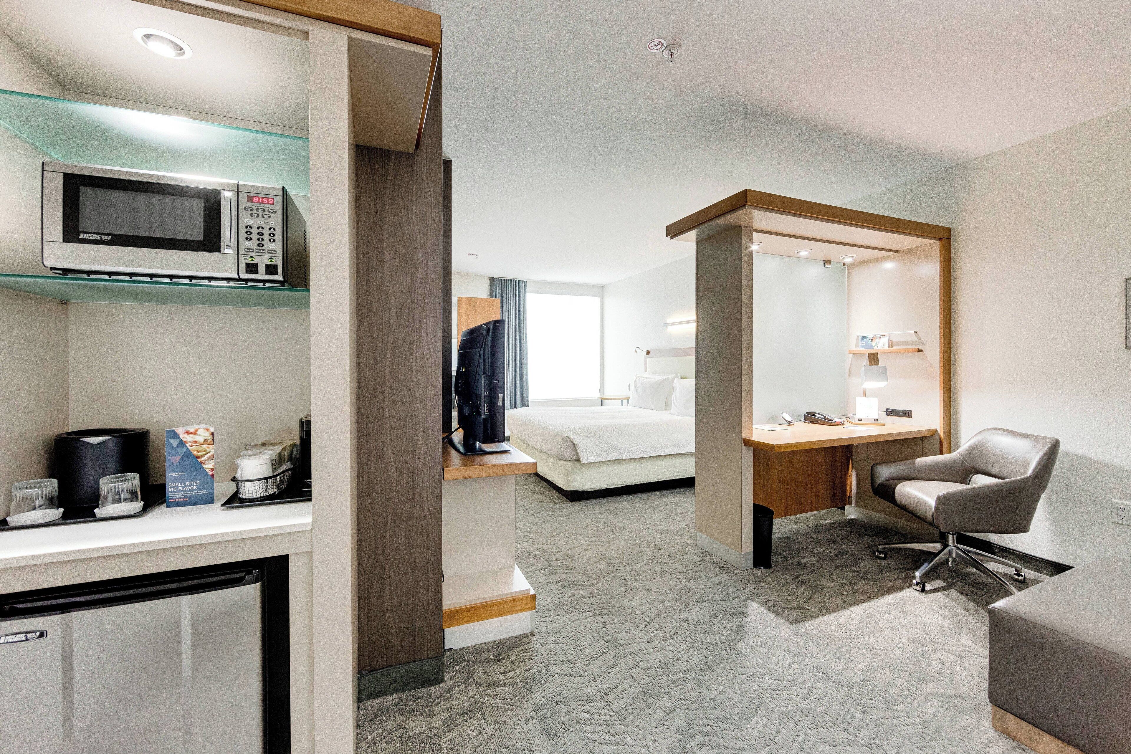 suite, 1 king bed with sofa bed | hypo-allergenic bedding, desk, laptop workspace, blackout curtains