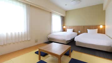 Down comforters, desk, blackout drapes, iron/ironing board