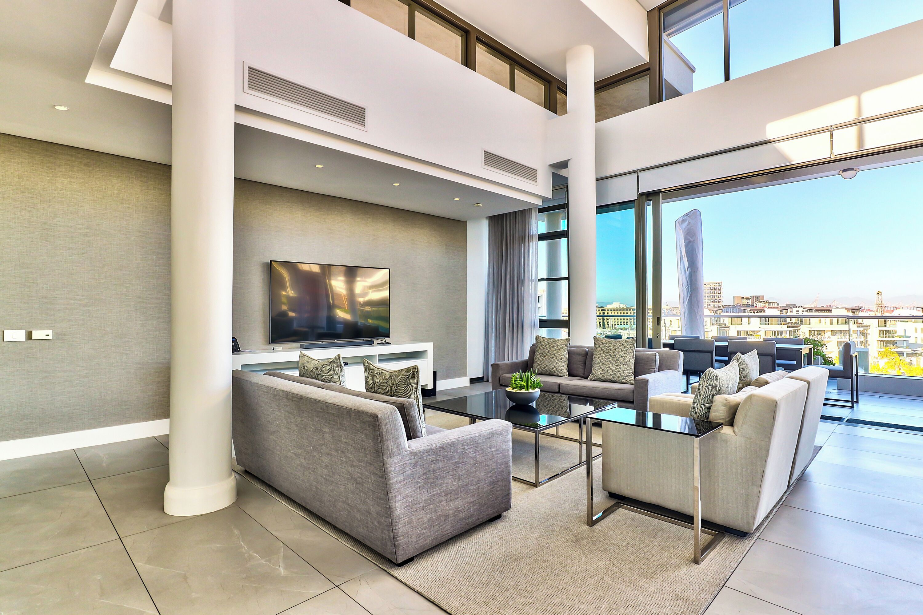 Superior Penthouse, 3 Bedrooms | Living area | 107-cm flat-screen TV with satellite channels, plasma TV, DVD player