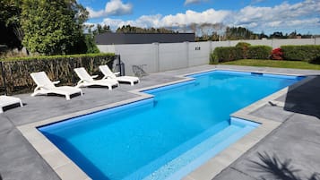 Outdoor pool, pool loungers