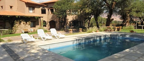 Outdoor pool, sun loungers