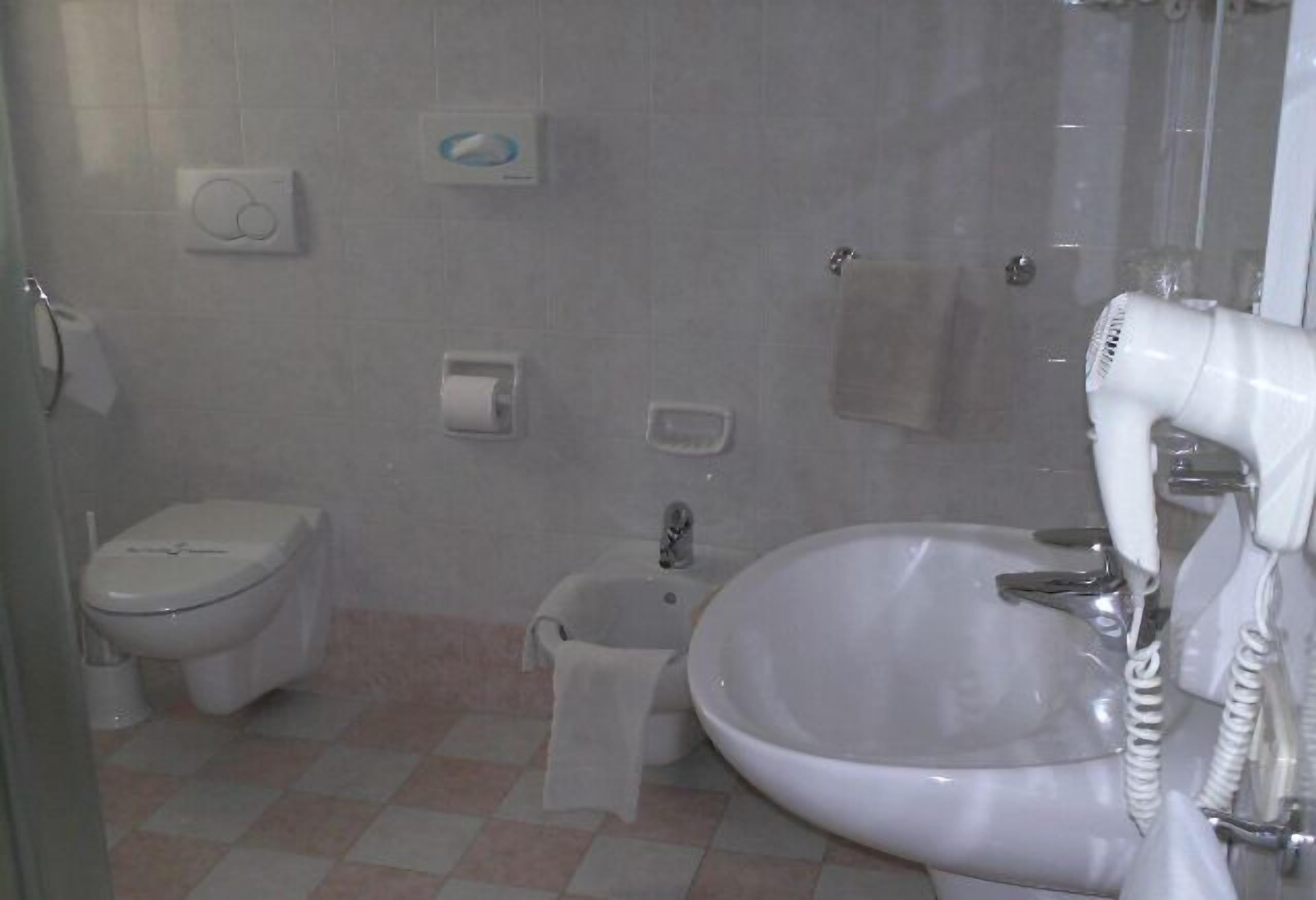 free toiletries, hair dryer, bidet, towels