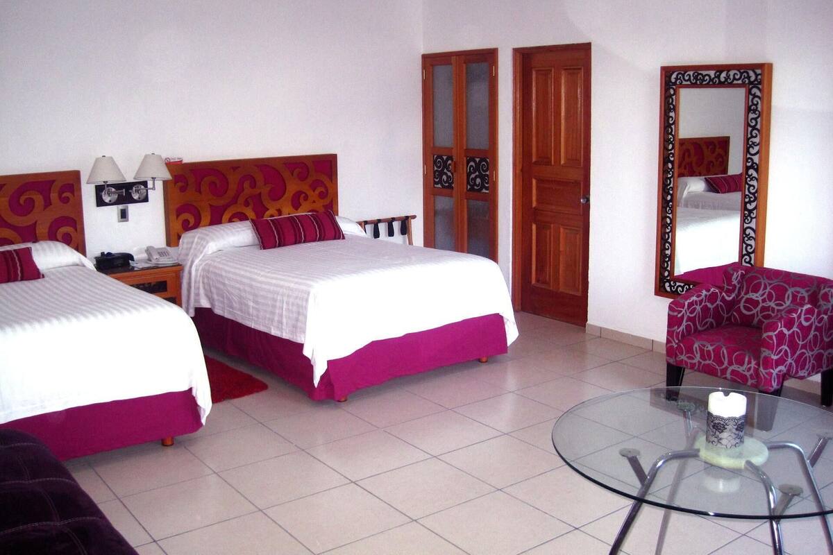 In-room safe, iron/ironing board, WiFi (free), alarm clocks